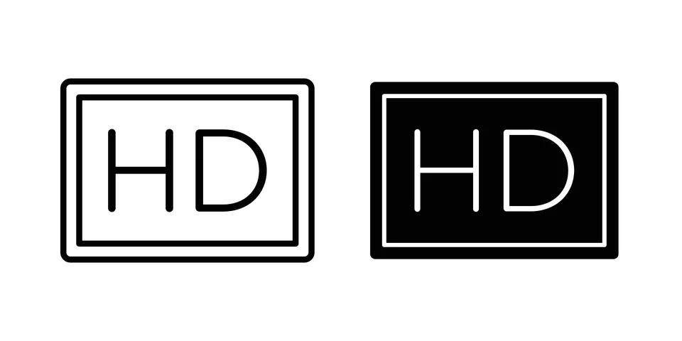 High definition icon symbol. Flat and Stroke Vector illustration 스톡 일러스트