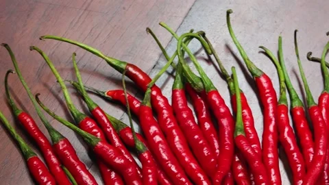 High Definition of Red Curly Chili Stock Footage 206154349