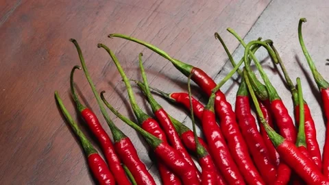 High Definition of Red Curly Chili Stock Footage 206154568