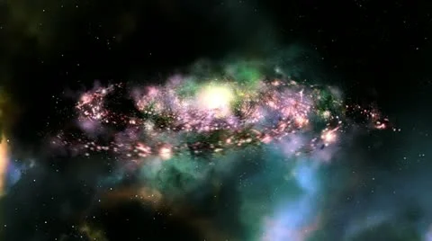 High definition space background with a spiral galaxy Stock Footage 11527983