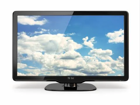 High definition tv with cloud sky on screen Stock Illustration