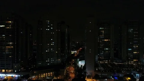 High-density apartment block at night Stock Footage 77135457