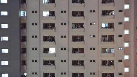 High density apartment. building elevation a reinforced concrete residential Stock Photos