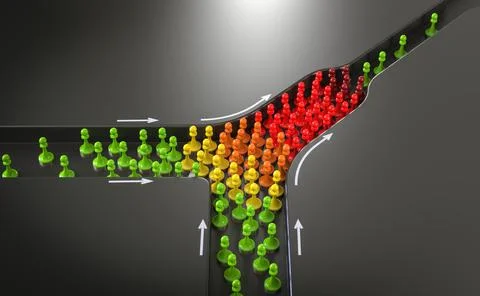 High density crowd flow management. Problem of congestion. Stock Illustration