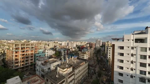 High Density Dhaka Traffic Timelapse from Above Video stock 307471911
