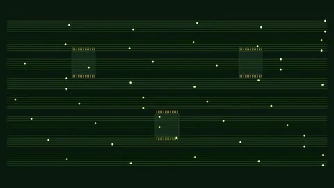 High density motherboard circuit board with flowing electron data bus trace.. 스톡 동영상 346187995