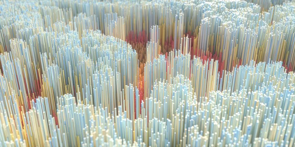 High density pixel cubes landscape, 3d rendering. 写真素材