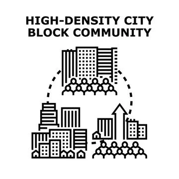 High density urban block forming a community Ilustración de archivo