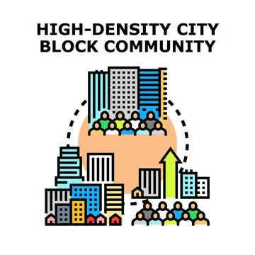 High density urban block forming a community Ilustración de archivo