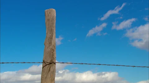 High Desert Fence Post Stock Footage 33541446