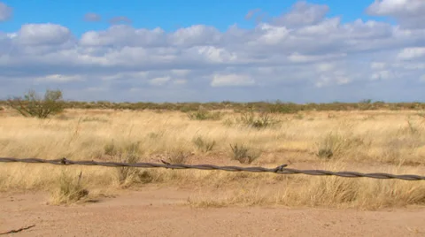 High Desert Fence Post Pan Stock Footage 33541808