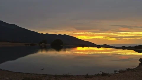 High Desert Pond after sunset Stock Footage 138046197