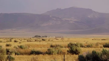 High Desert View - Mountains and interstate Stock Footage 86118736