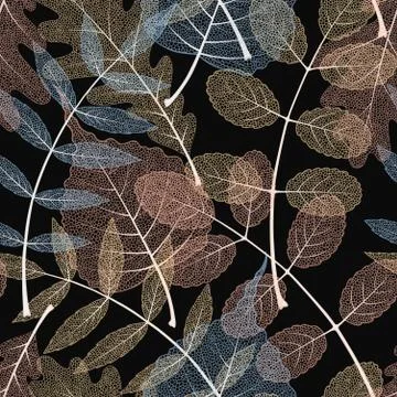 High detail skeleton leaf vector seamless pattern イラスト素材