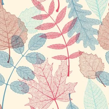 High detail skeleton leaf vector seamless pattern イラスト素材