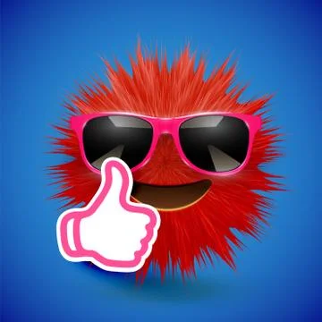 High-detailed 3D fur smiley emoticon, vector illustration Stock Illustration