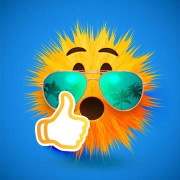 High-detailed 3D fur smiley emoticon, vector illustration Stock Illustration