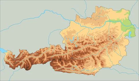 High detailed Austria physical map. Stock Illustration