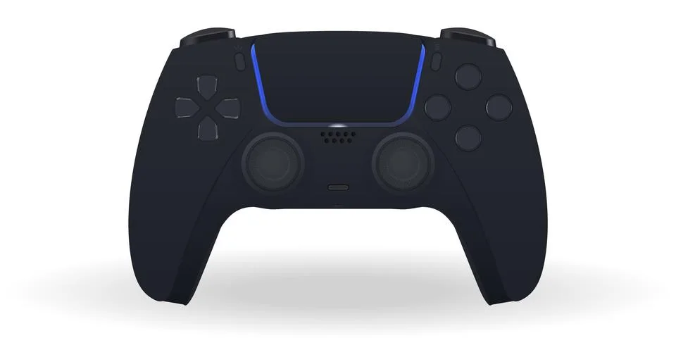 High Detailed Black Controller Vector Illustration. Joystick Or Gamepad Isolated Stock Illustration