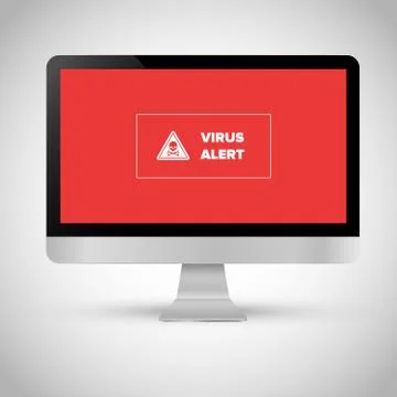 High-detailed computer with virus alert, vector illustration Illustrazione stock