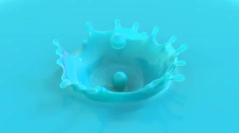 High-detailed crown splash of bluer paint frozen Stock Footage 68495431