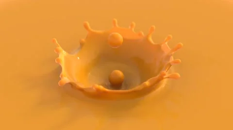 High-detailed crown splash of orange juice or paint frozen in time Stock Footage 68495022