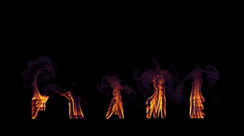 High-detailed fire word flame background with alpha Stock Footage 24616925