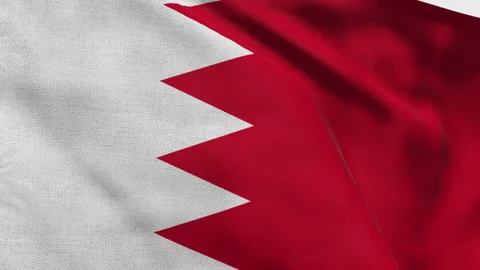 High detailed flag of Bahrain. National Bahrain flag. Asia. 3D illustration. Stock Footage 266511953