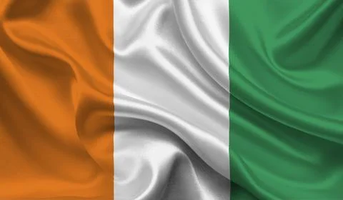 High detailed flag of Cote d'lvoire. National Cote d'lvoire flag. 3D illust.. Stock Illustration