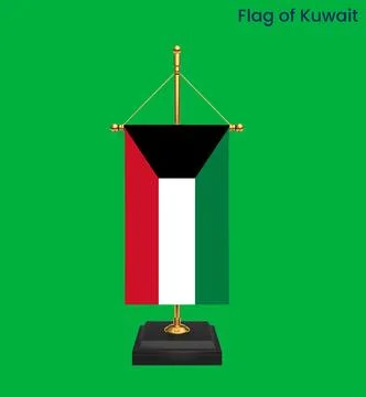 High detailed flag of Kuwait. National Kuwait flag. Asia. 3D illustration. Stock Illustration