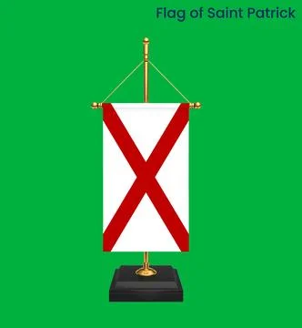 High detailed flag of Saint Patrick. National Saint Patrick flag. 3D illust.. Stock Illustration