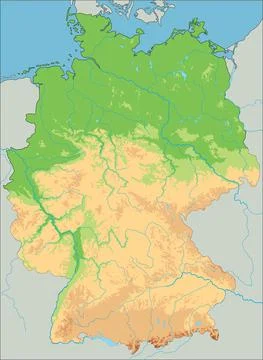 High detailed Germany physical map. Stock Illustration