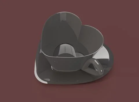 High detailed heart shaped coffee cup. 3D Model