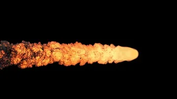 High detailed meteor or asteroid trail fire and smoke, with alpha mask Stock Footage 85760976