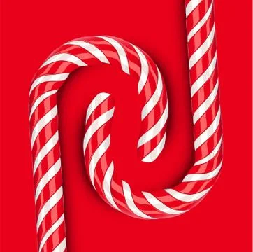 High detailed red candy cane, vector illustration Stock Illustration