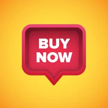 High-detailed red speech bubble with 'BUY NOW' title, vector illustration Stock Illustration