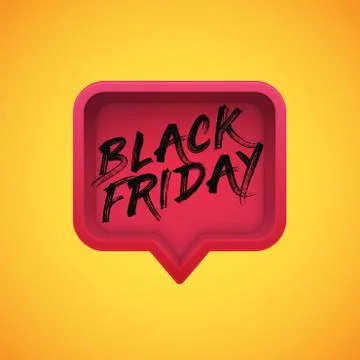High-detailed red speech bubble with 'BLACK FRIDAY' title, vector illustratio Illustrazione stock