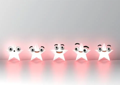 High detailed smiley stars, vector illustration Illustrazione stock