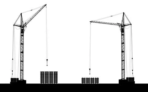High detailed vector hoisting cranes isolated on transparent background. Stock Illustration