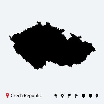 High detailed vector map of Czech Republic with navigation pins. Stock-Illustration