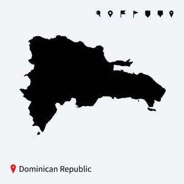High detailed vector map of Dominican Republic with pins. Stock-Illustration