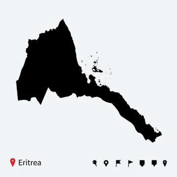 High detailed vector map of Eritrea with navigation pins. Stock-Illustration
