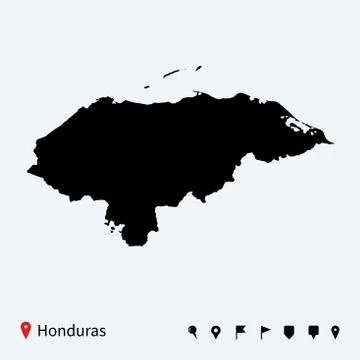 High detailed vector map of Honduras with navigation pins. Stock-Illustration