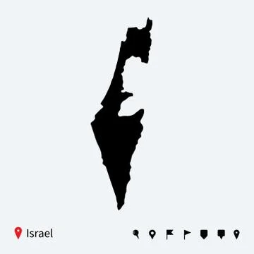 High detailed vector map of Israel with navigation pins. Stock Illustration
