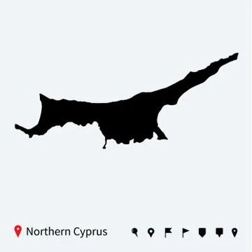 High detailed vector map of Northern Cyprus with pins. 스톡 일러스트