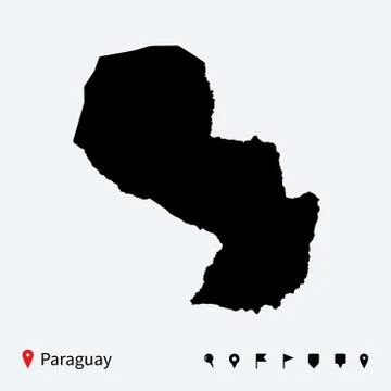 High detailed vector map of Paraguay with navigation pins. イラスト素材