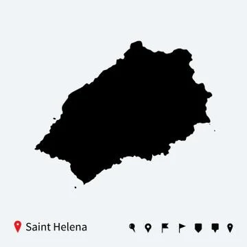 High detailed vector map of Saint Helena with navigation pins. Stock Illustration