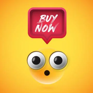 High detailed wondering smiley with a 3D speech bubble, vector illustration Stock Illustration