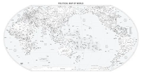 High Detailed World Map Centered on Australia and Asia Stock Illustration