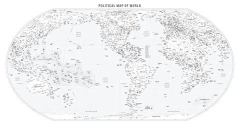 High Detailed World Map Centered on America Stock Illustration